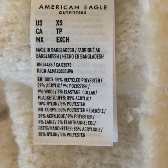 American Eagle Cream Boucle Mock Neck Wool Blend Sweater Size XS - Picture 7 of 8